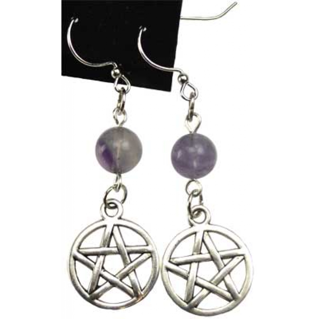 Fluorite Pentagram Earrings