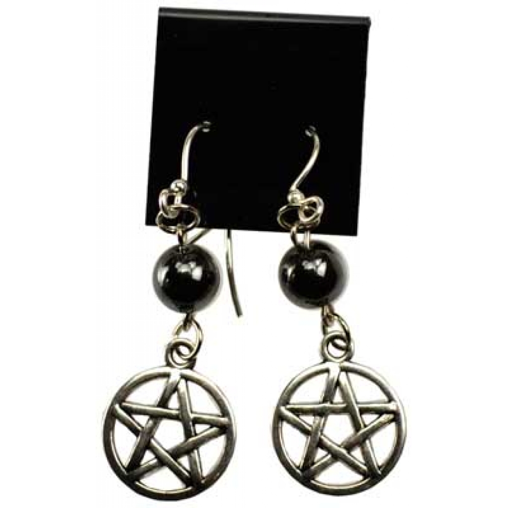 Hematite Pentagram Earrings