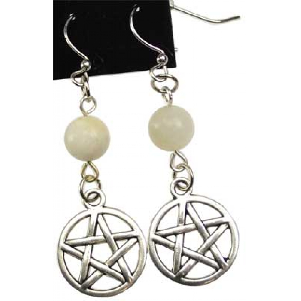 Moonstone Pentagram Earrings