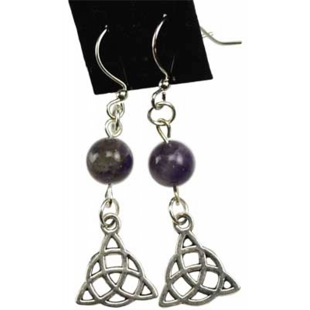 Amethyst Triquetra Earrings for Energy Focus