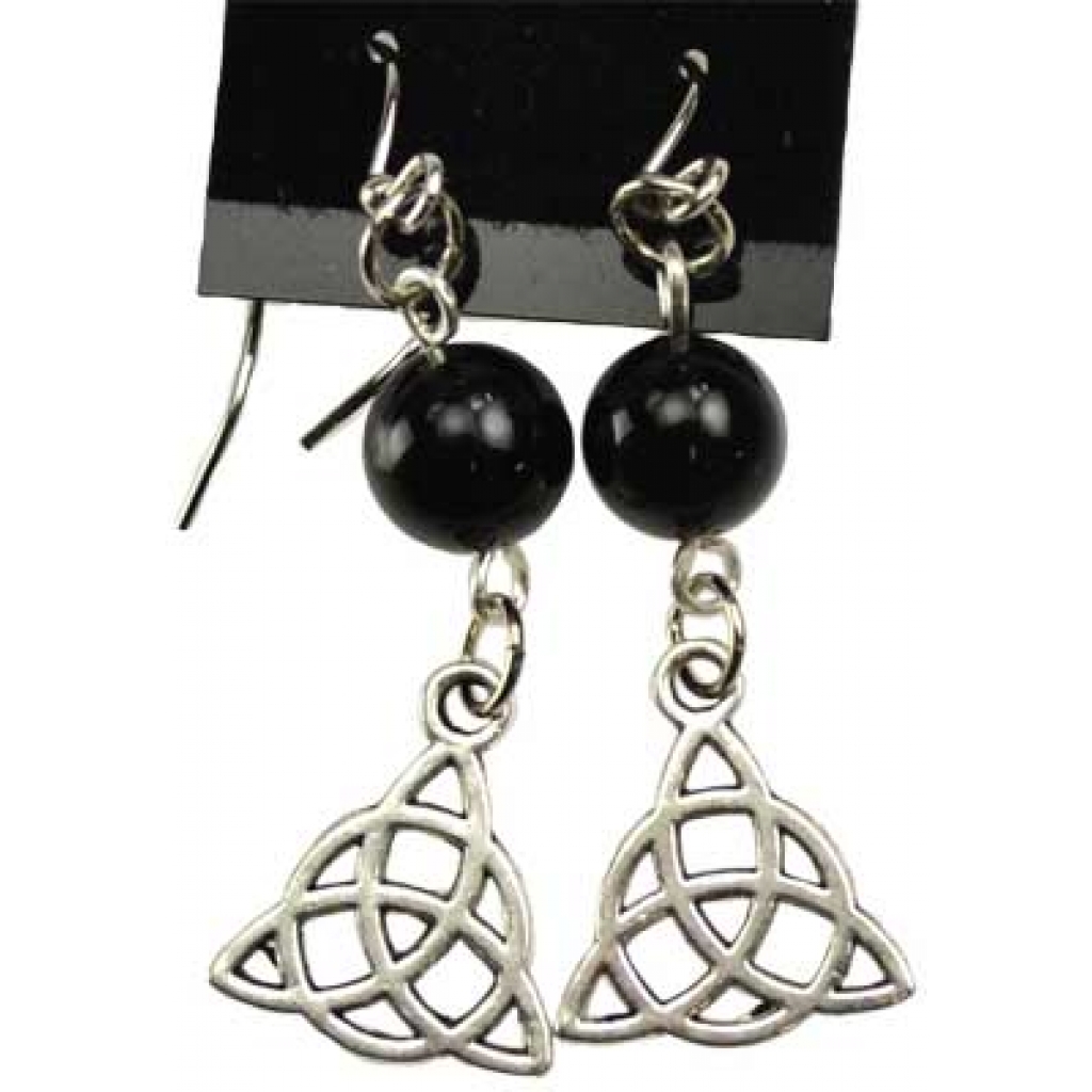 Black Onyx Triquetra Earrings for Energy Focus