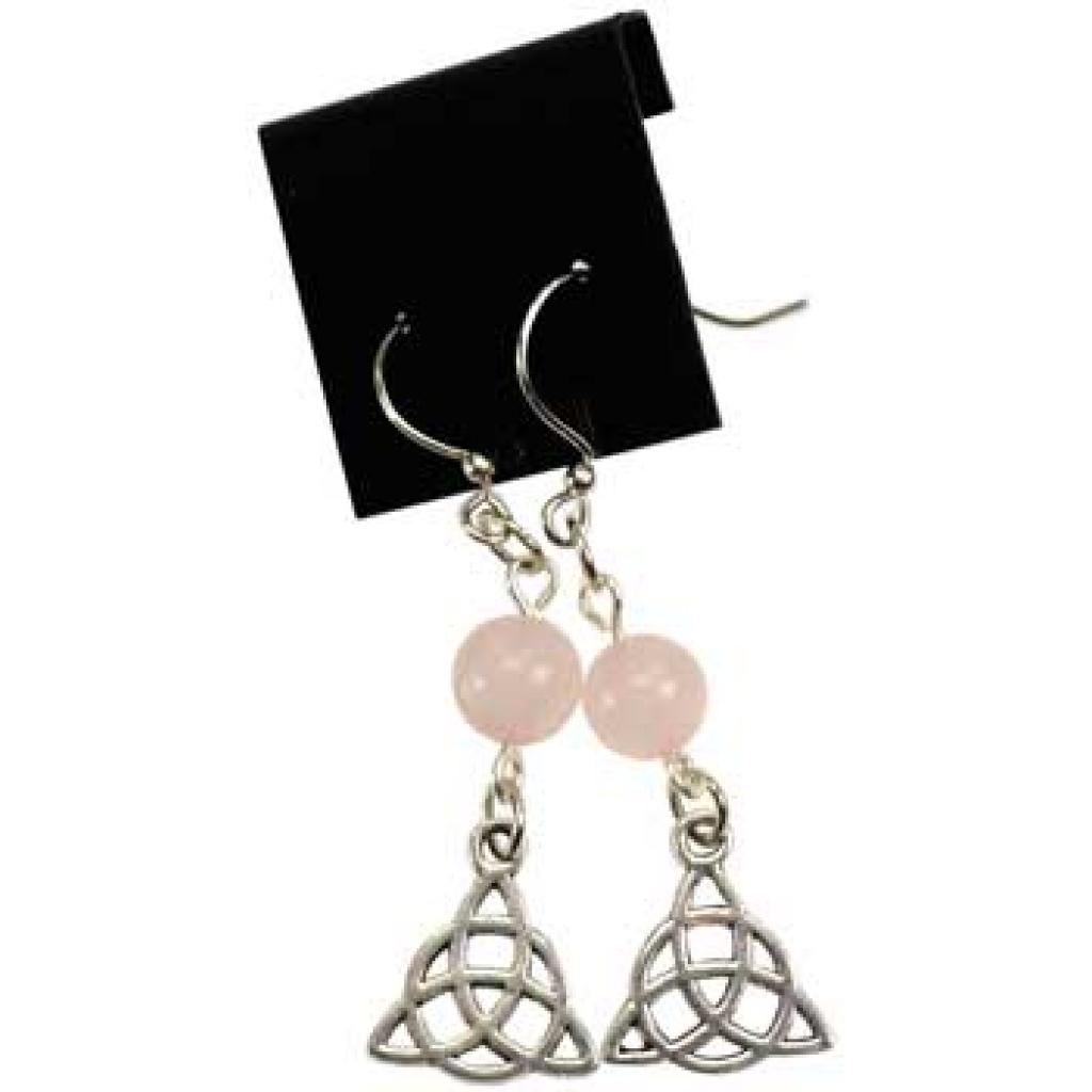 Rose Quartz Triquetra Earrings - Healing Jewelry