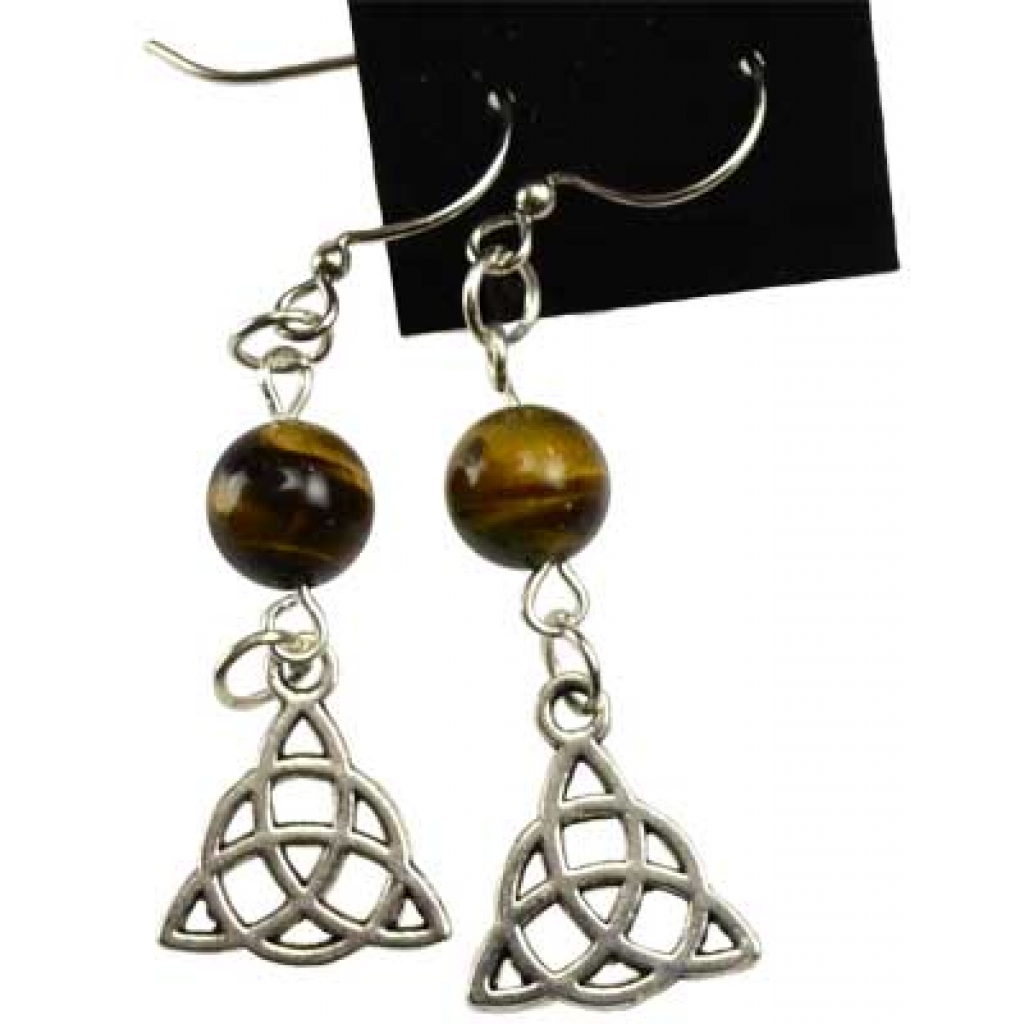 Tiger's Eye Triquetra Earrings