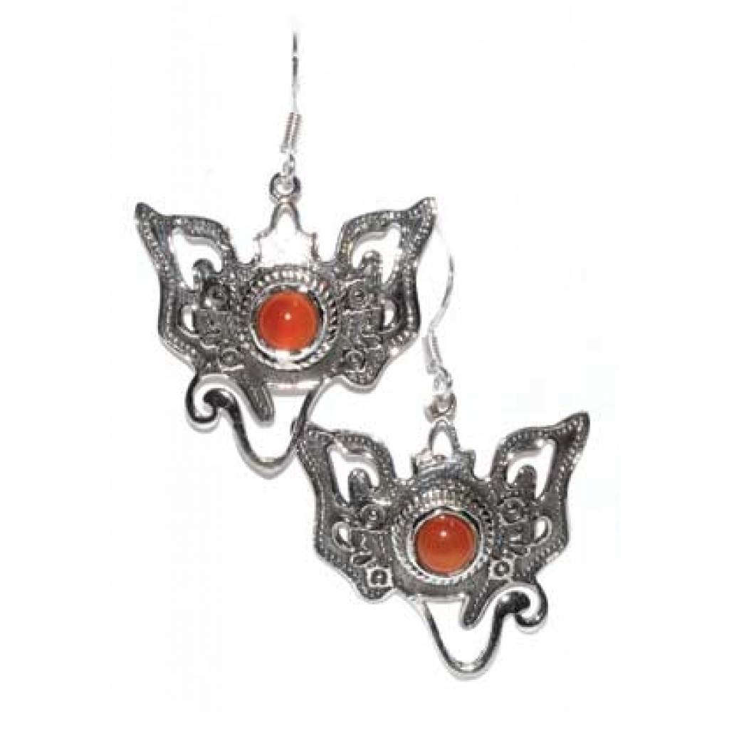 Ganesha Carnelian Earrings with Sterling Silver