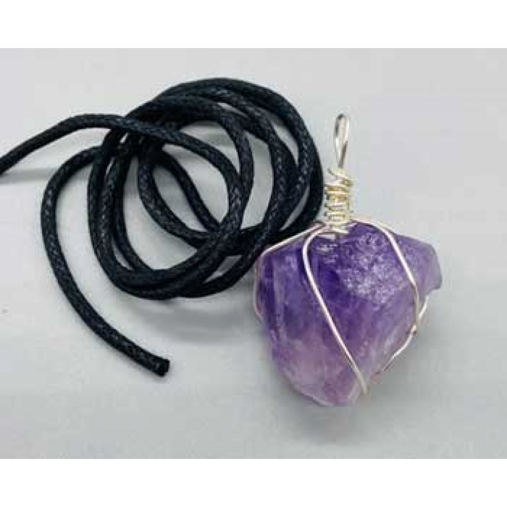 Raw Amethyst Wire Wrapped Pendant