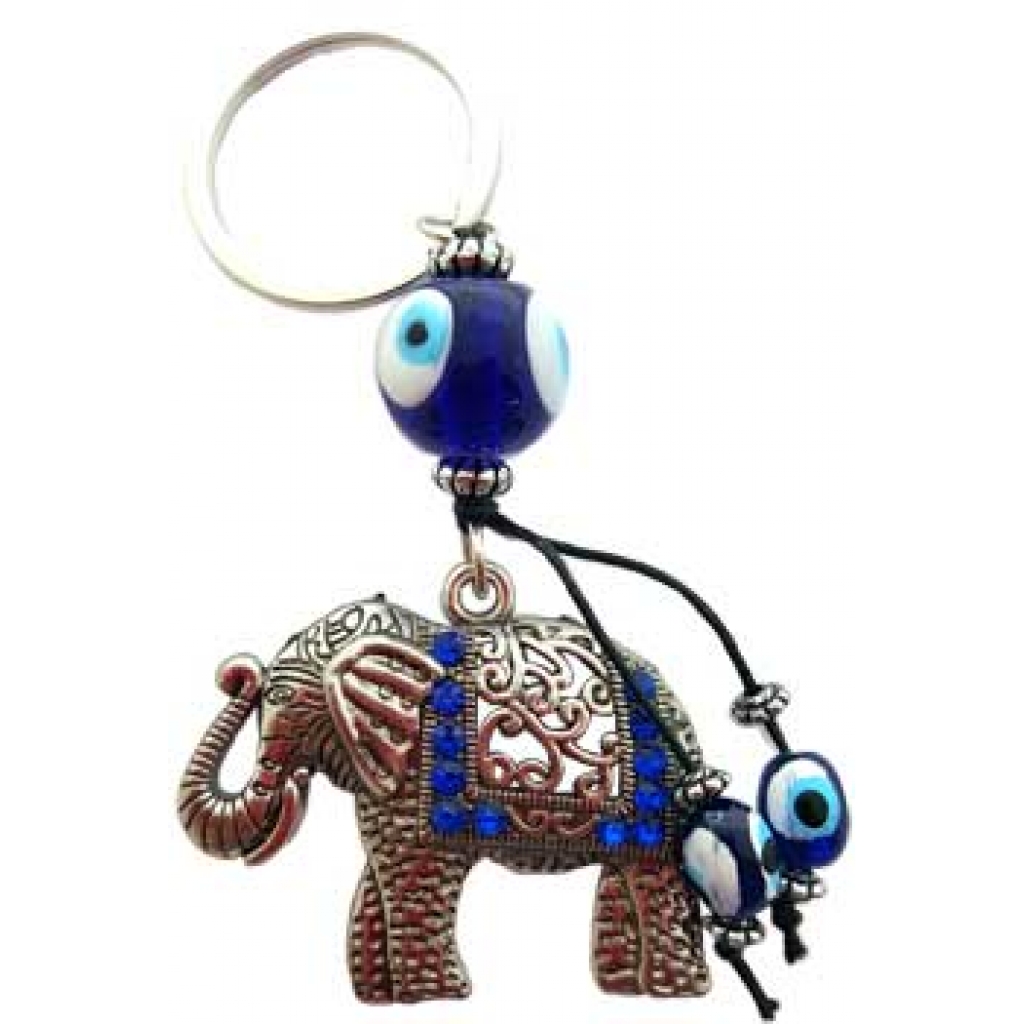 Elephant Evil Eye Keychain