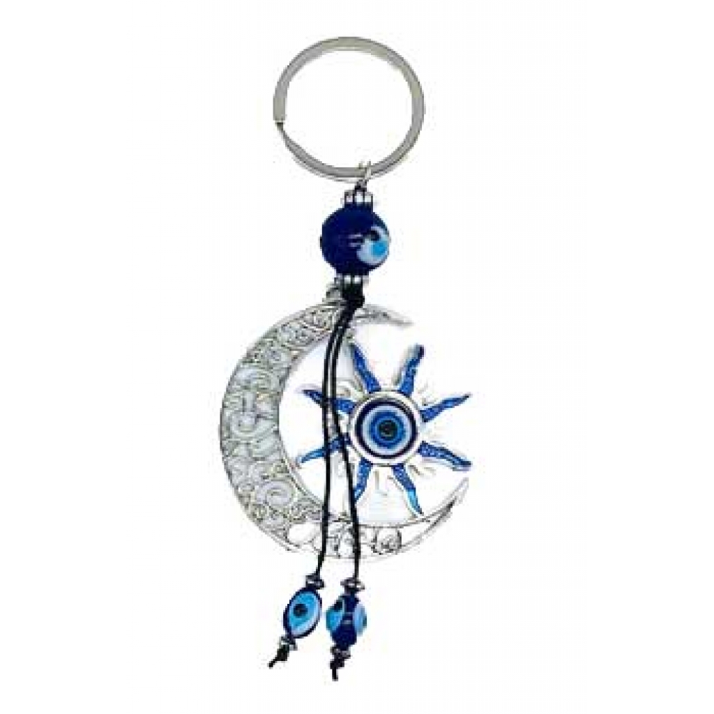 Sun & Moon Evil Eye Keychain - Protective Charm