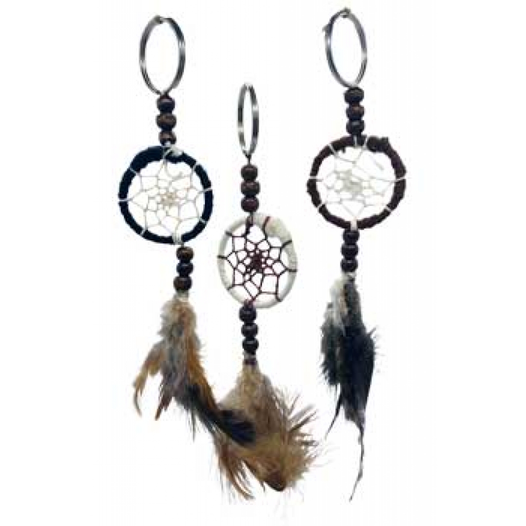 (Set of 6) Natural Dreamcatcher Keychain