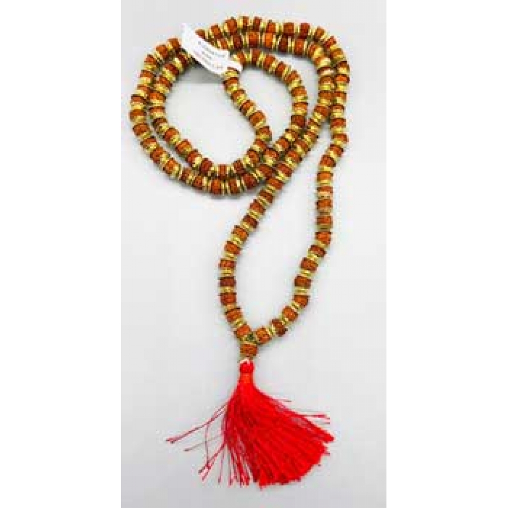 Rudraksha W/ Golden Cap Japmala - Sacred Meditation Necklace