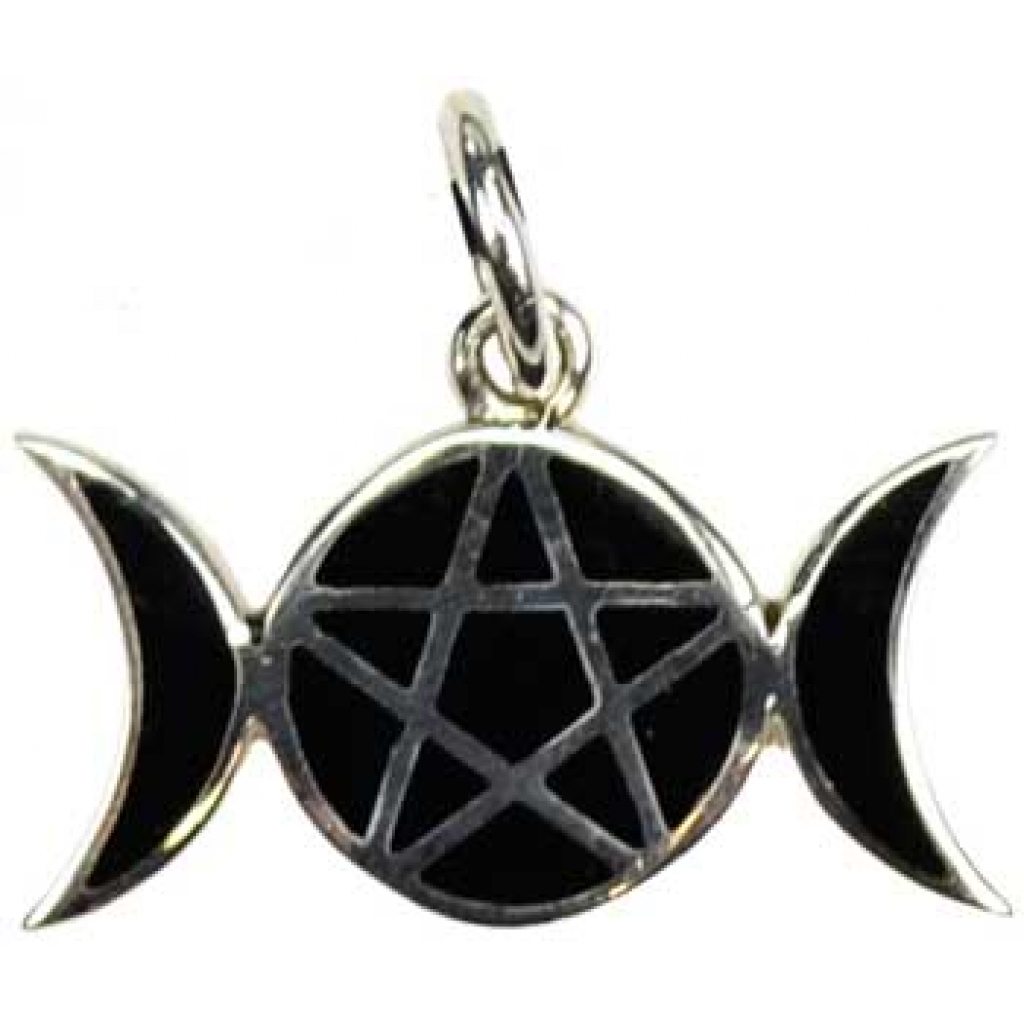 Pentagram Moons Sterling Silver Pendant