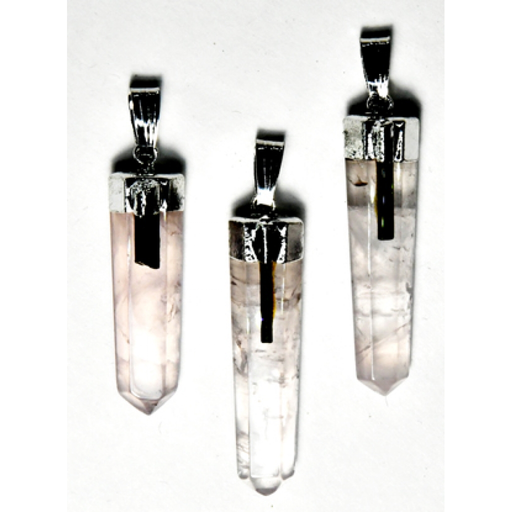 Rose Quartz with Tourmaline Pendant