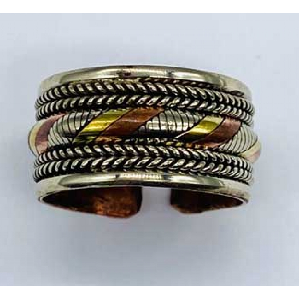 (Set of 3) 3 Metals Twisted Adjustable Rings