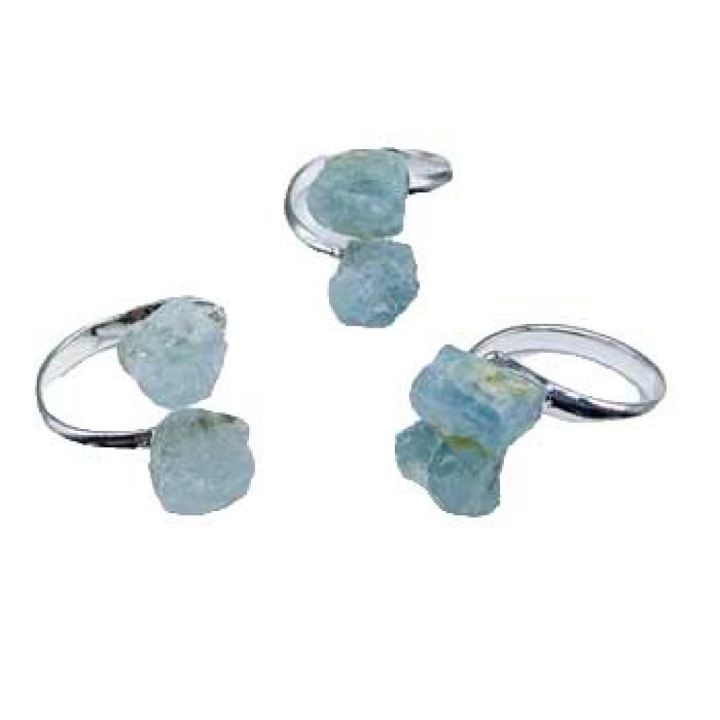 Adjustable Aquamarine Rings - Set of 3