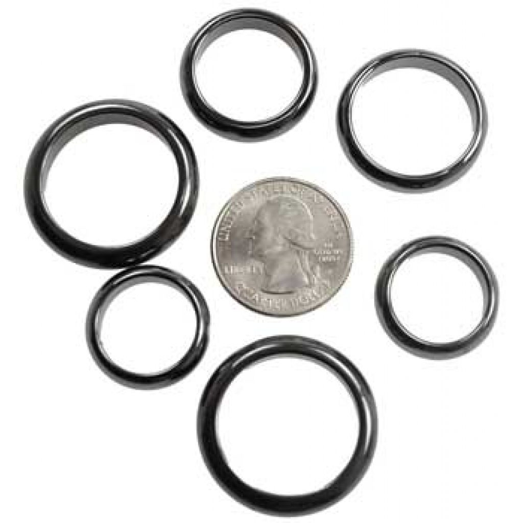 Assorted 6mm Hematite Rings - Set of 50