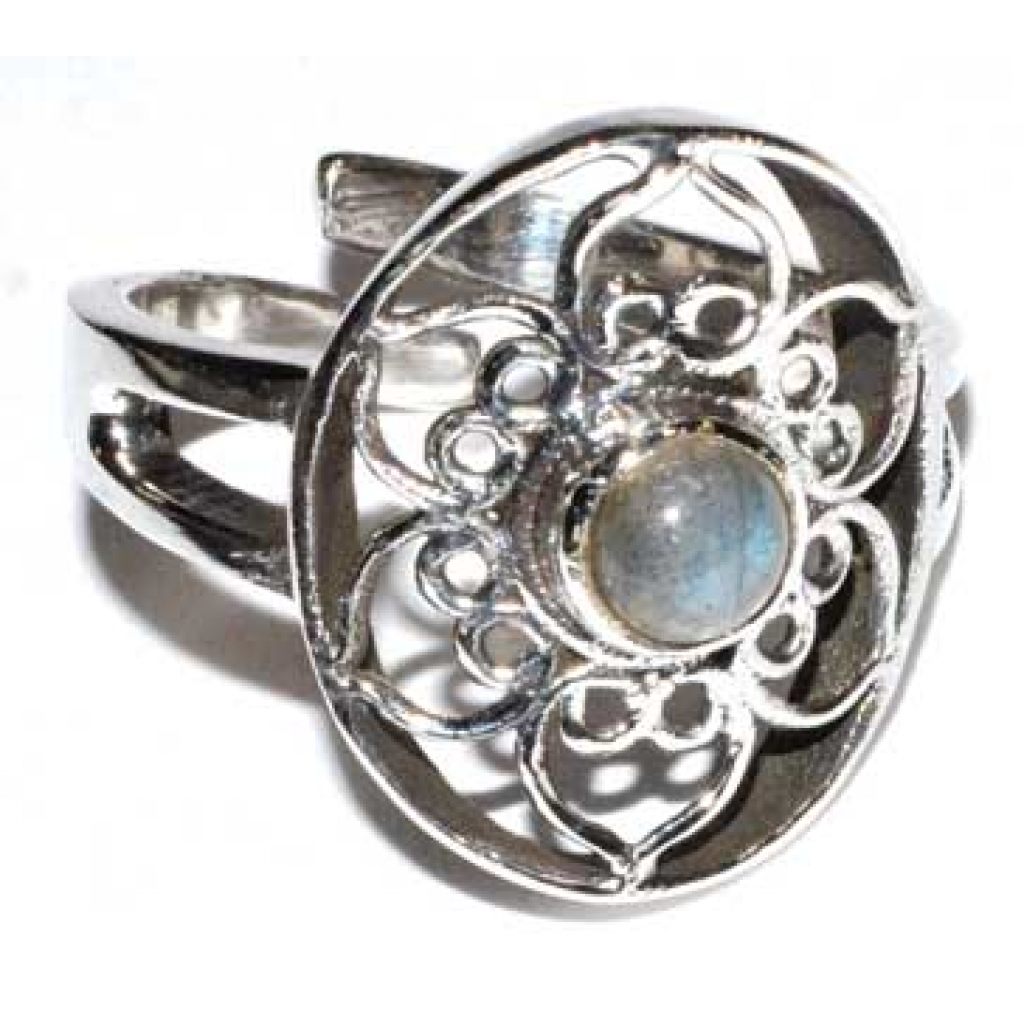 Adjustable Lotus Labradorite Ring - Symbol of Enlightenment and Purity