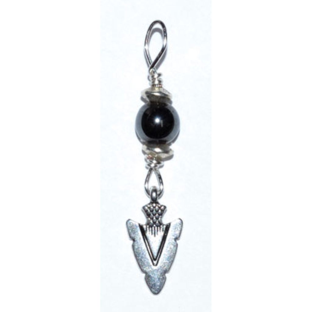 Hematite Arrowhead Pendant with Genuine Bead