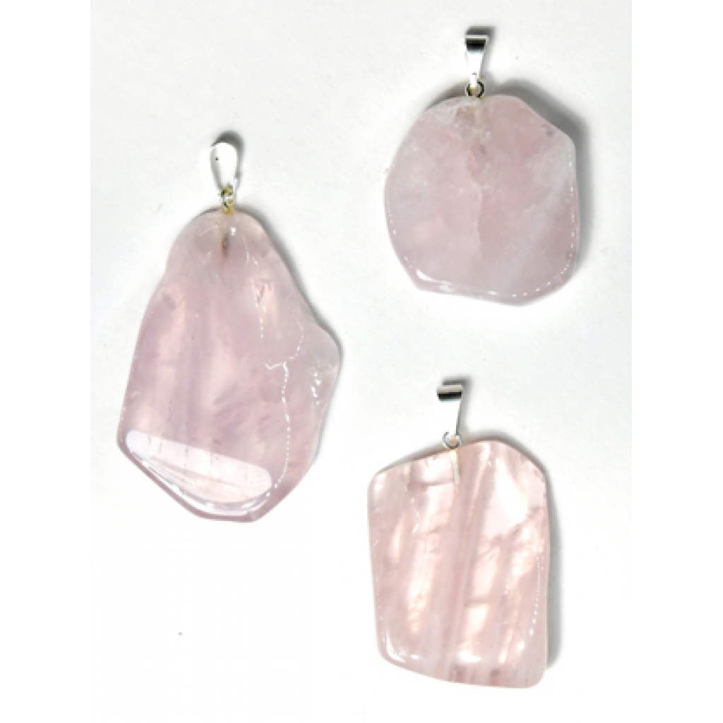 Unique Rose Quartz Slice Pendant for Healing