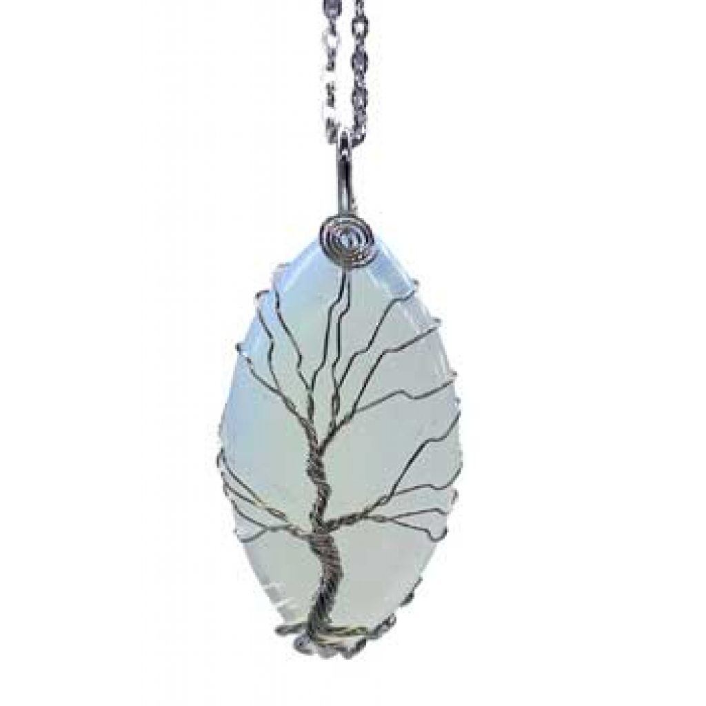 Tree of Life White Opalite Necklace (1 3/4