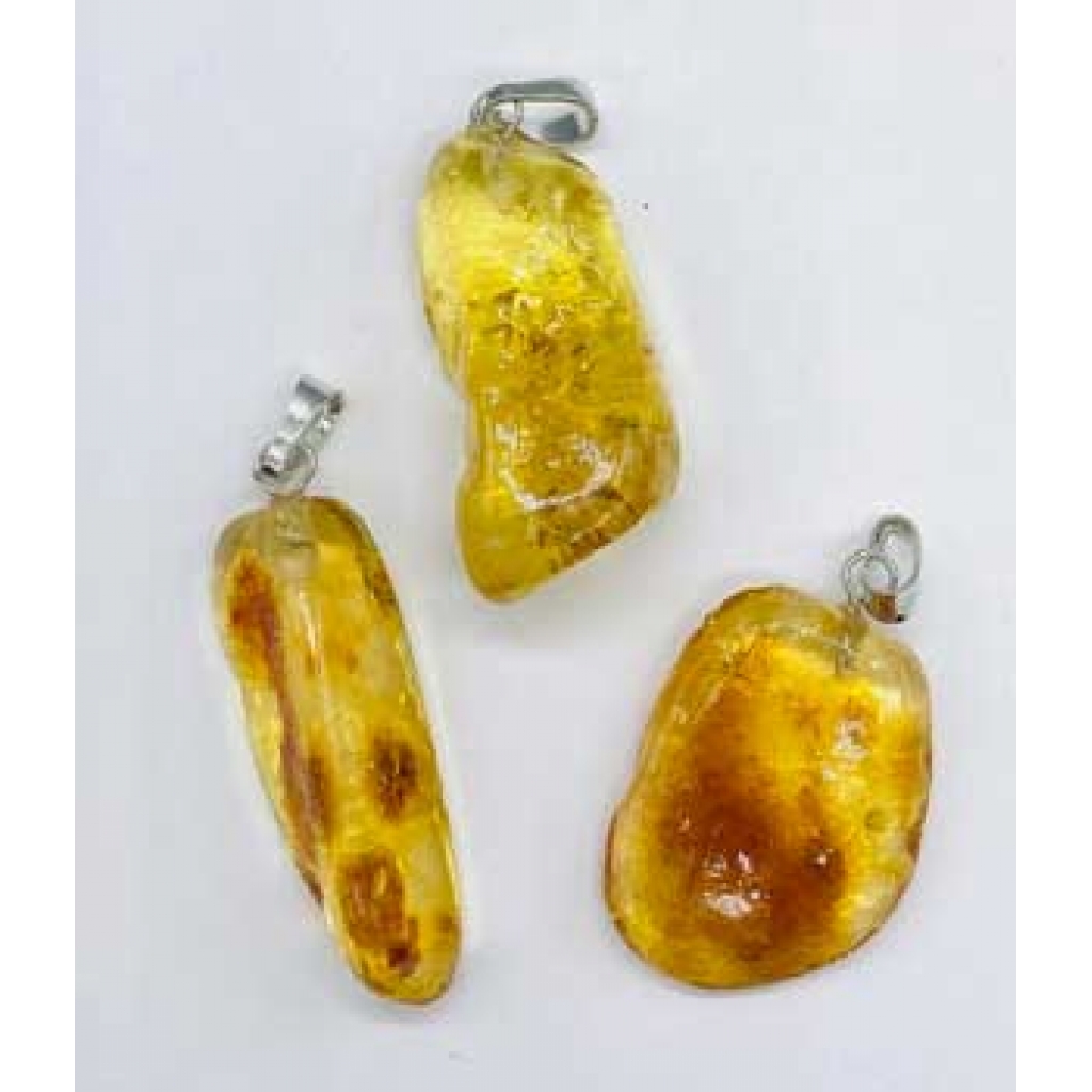 Unique Amber Tumbled Pendant - Healing and Purification