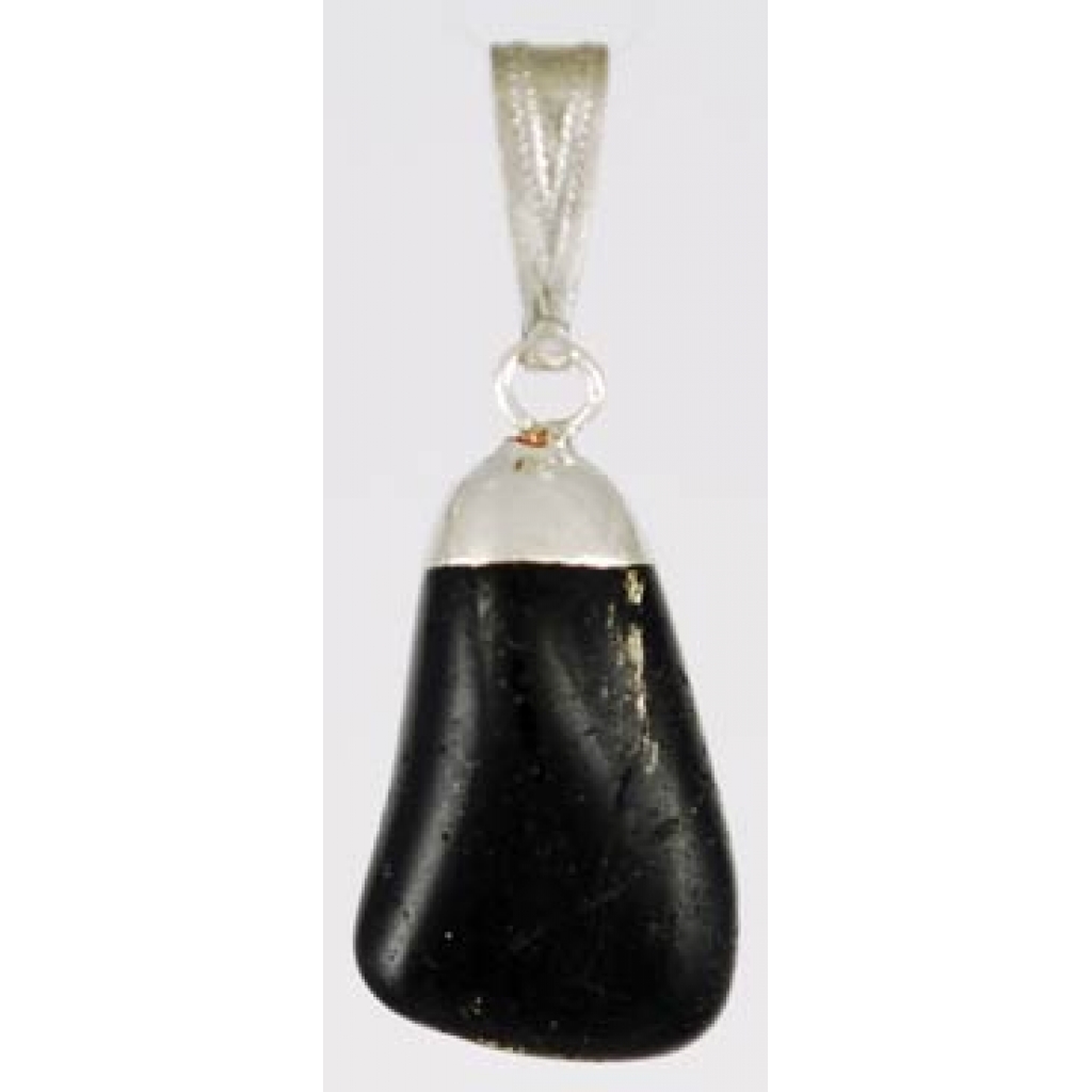 Black Tourmaline Tumbled Pendant