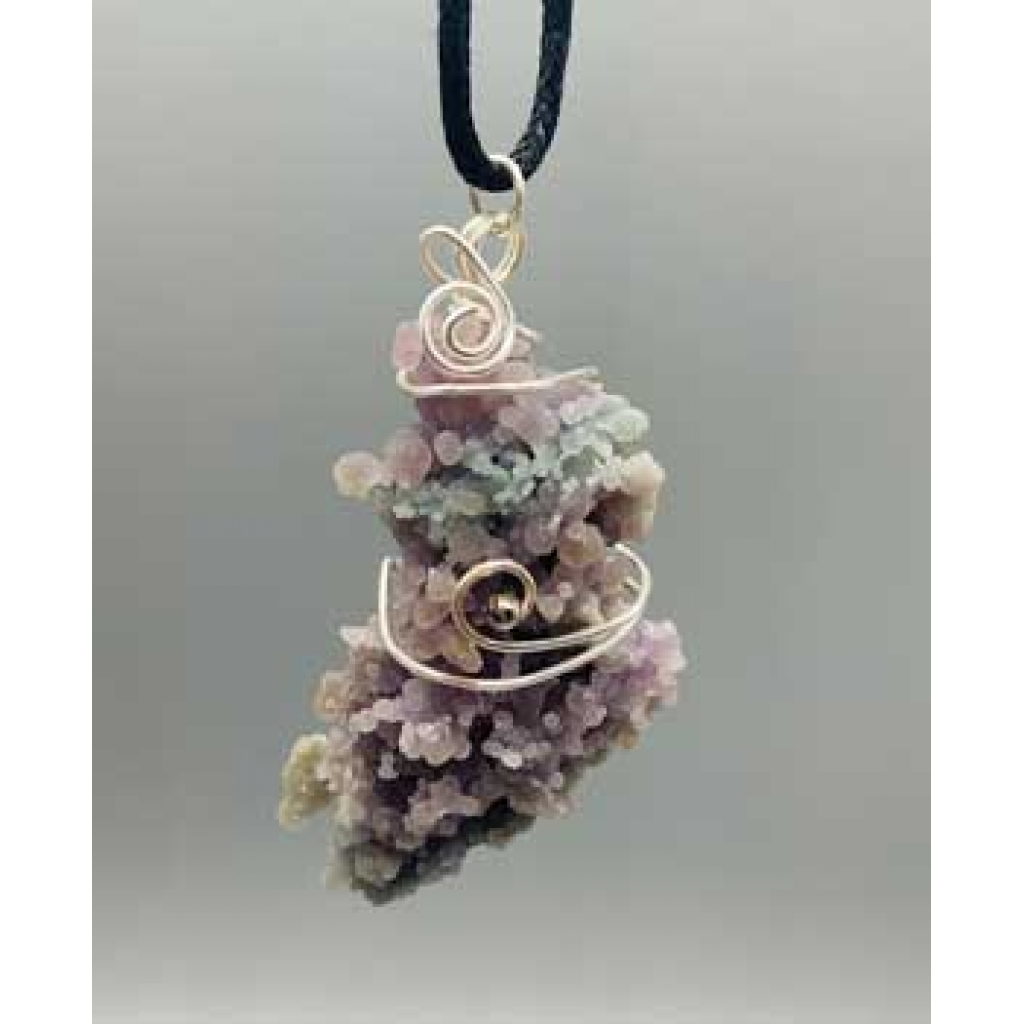 Grape Agate Wire Wrapped Pendant for Third Eye Activation