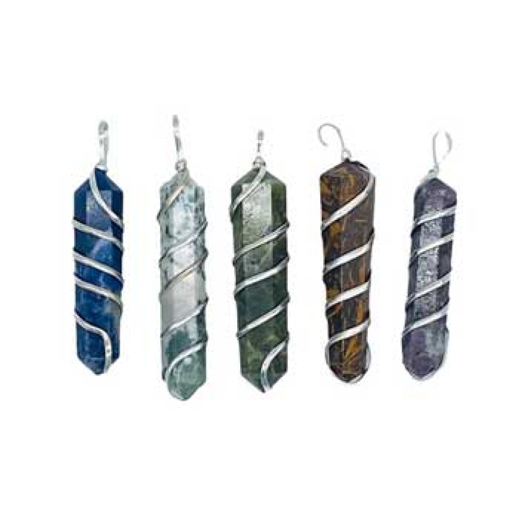 (Set of 5) Assorted Gemstone Wire Wrapped Points