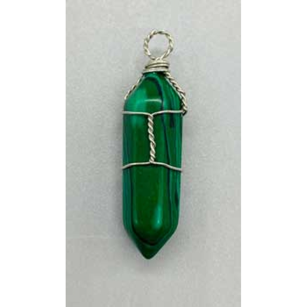 Set of 5 Wire Wrapped Synthetic Malachite Points - Love & Protection