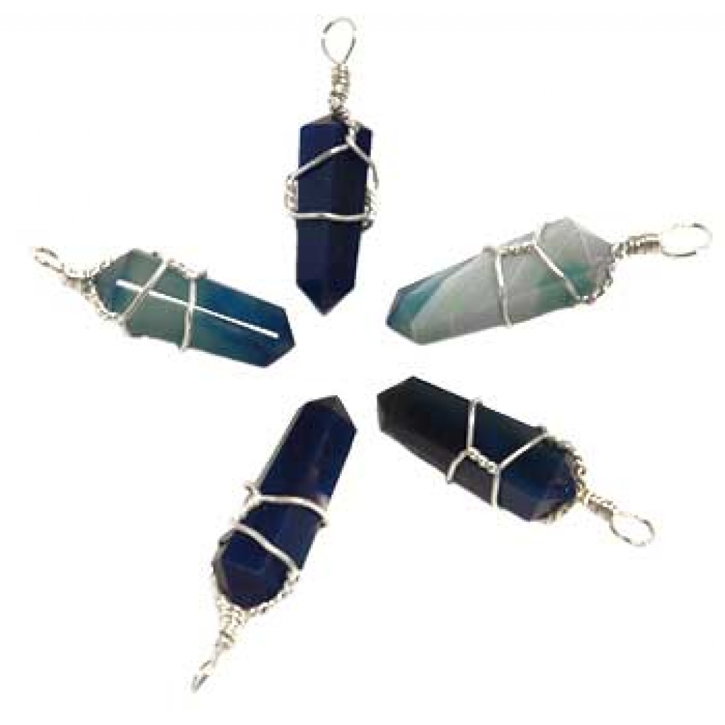 Set of 5 Blue Onyx Wire Wrapped Points