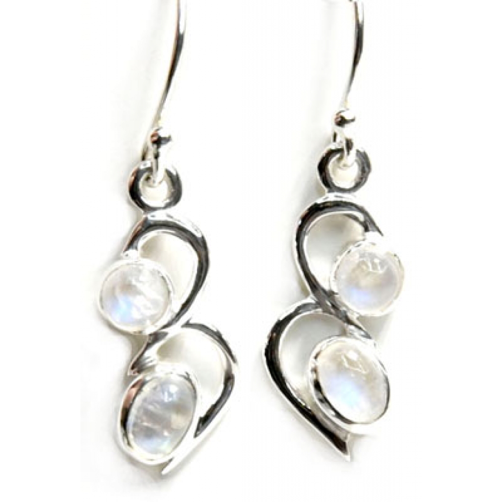 Rainbow Moonstone Dangle Earrings: Delicate Elegance