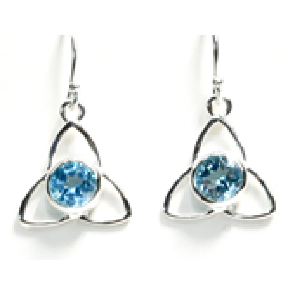 Sterling Silver Blue Topaz Earrings - Triquetra Design