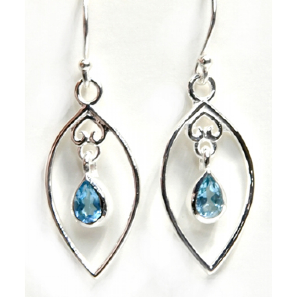 Blue Topaz Earrings - Sterling Silver