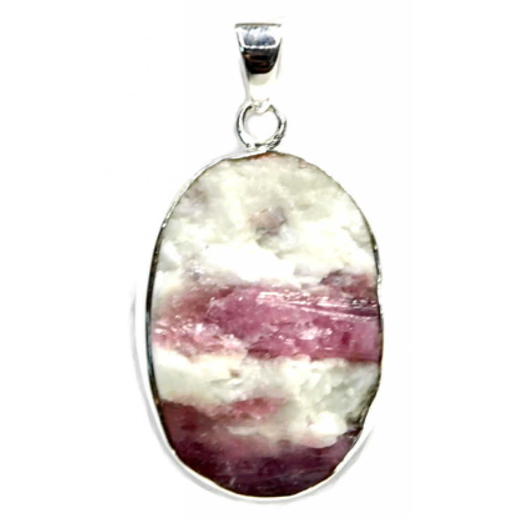 Natural Pink Tourmaline Pendant in Sterling Silver