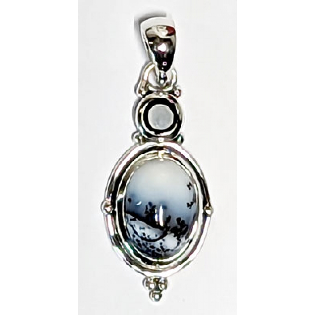 Black Onyx & Dendritic Opal Pendant