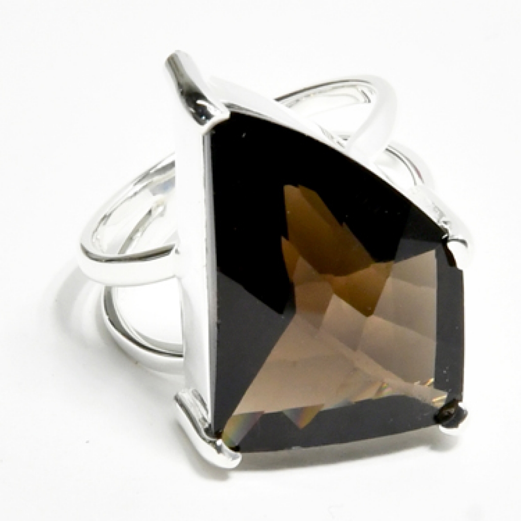 Size 8 Smoky Quartz Ring - Sterling Silver