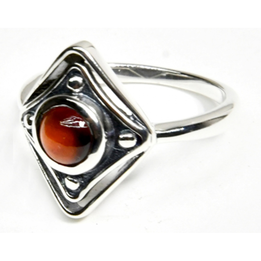 Size 7 Hessonite Ring - Sterling Silver