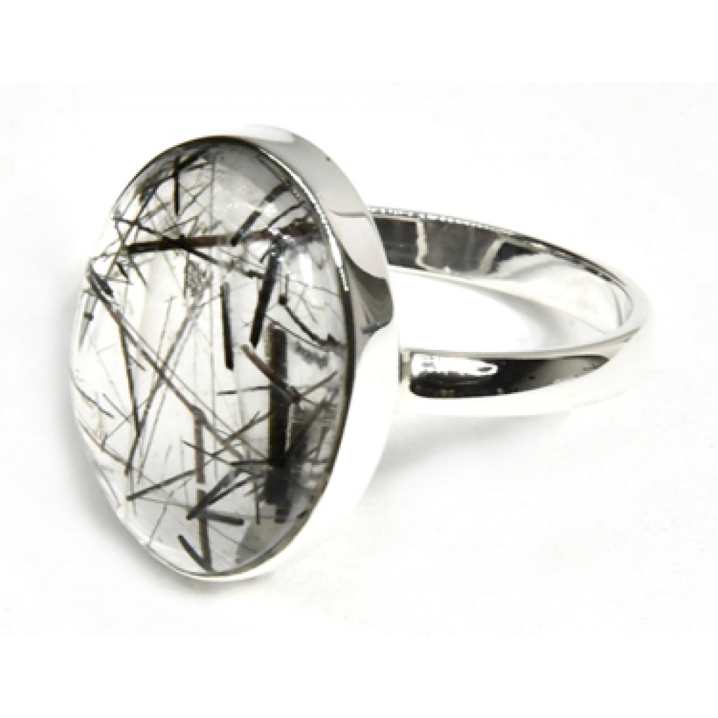 Size 6 Handcrafted Tourmalated Quartz Ring - Unique Gemstone