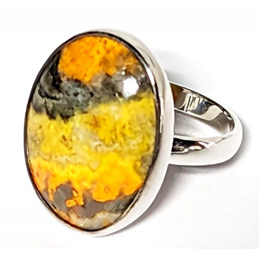 Sterling Silver Size 7 Mustard Jasper Ring: Empowering Energy and Positivity