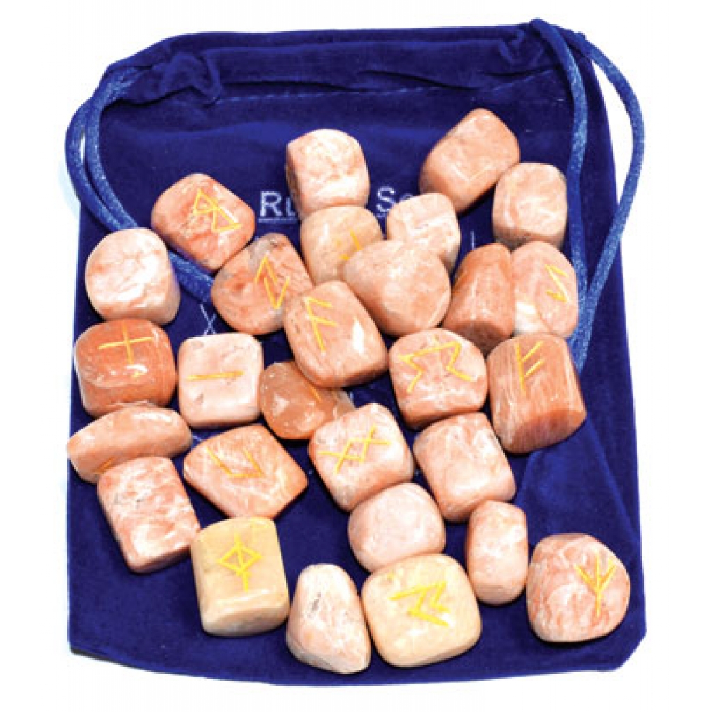 Peach Moonstone Rune Set - Enhance Your Divination Practice