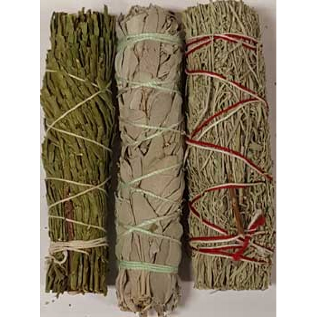 Set of 3 Cedar, White & Blue Sage Smudge Stick - Cleansing Rituals