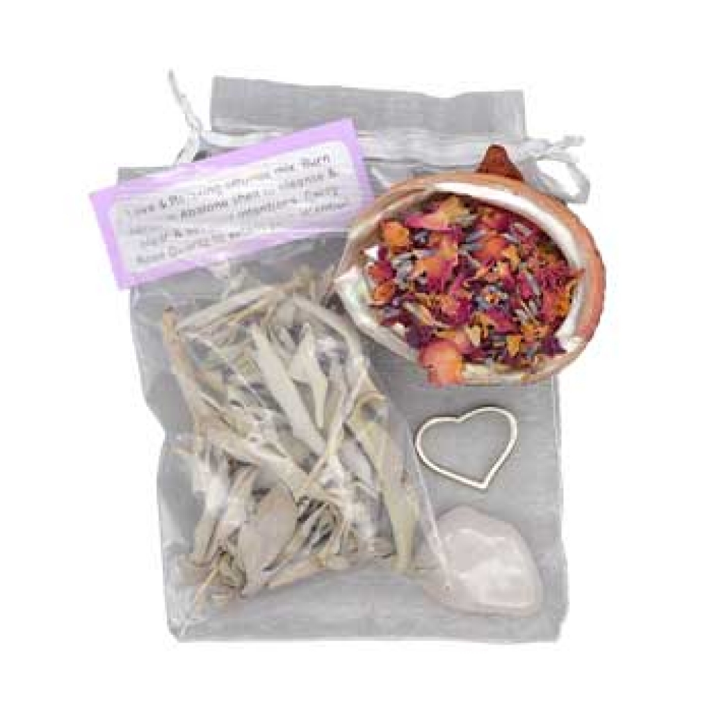 Love & Relax Smudge Kit with Shell & Stand - Tranquil Cleansing