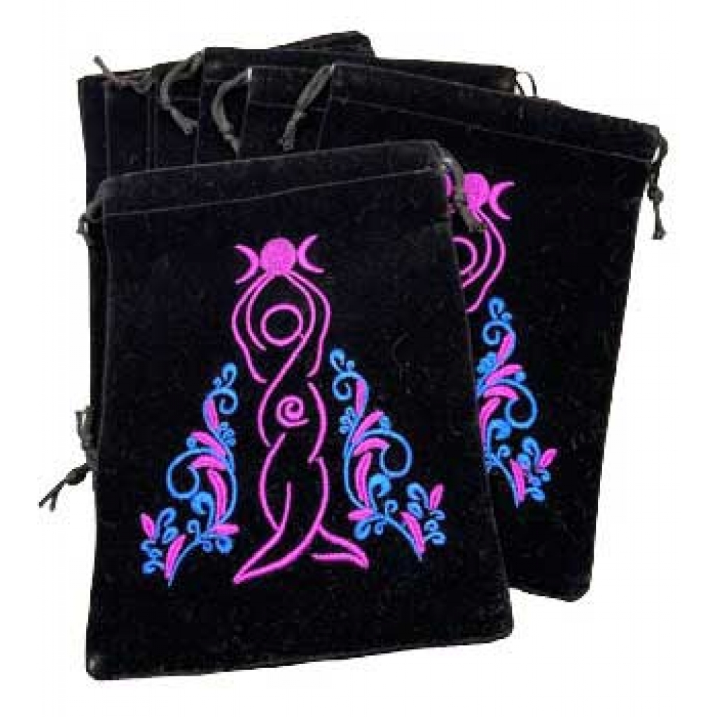 Set of 10 Goddess Black Velveteen Bags