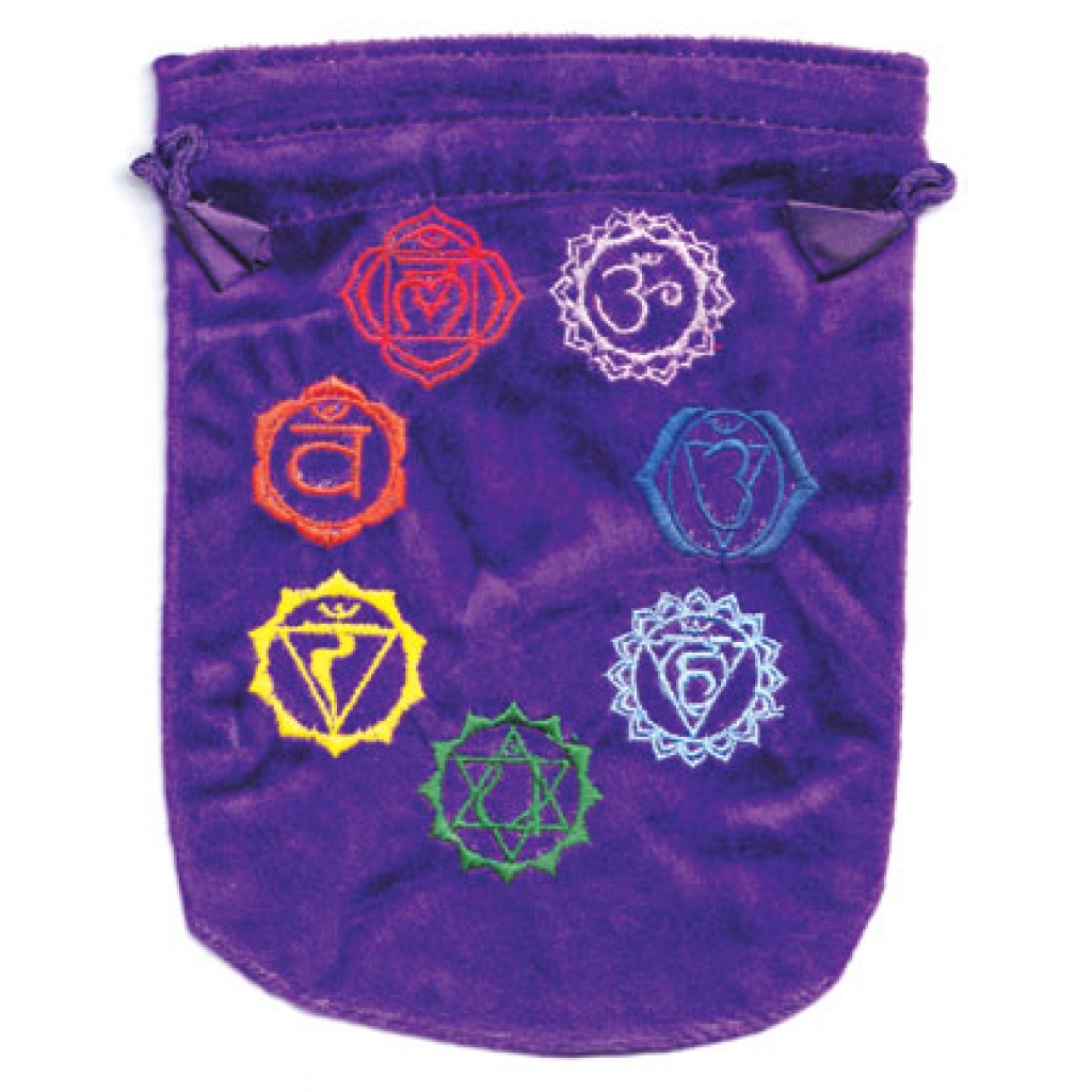 7 Chakra Purple Velveteen Bag - Vibrant Energy Storage