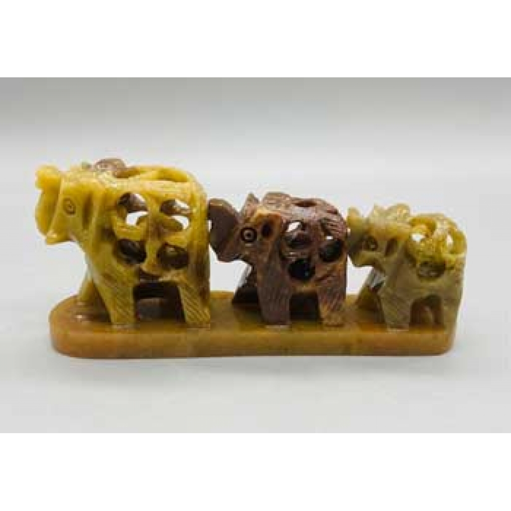 3 Elephants in a Row - Soapstone Figurine