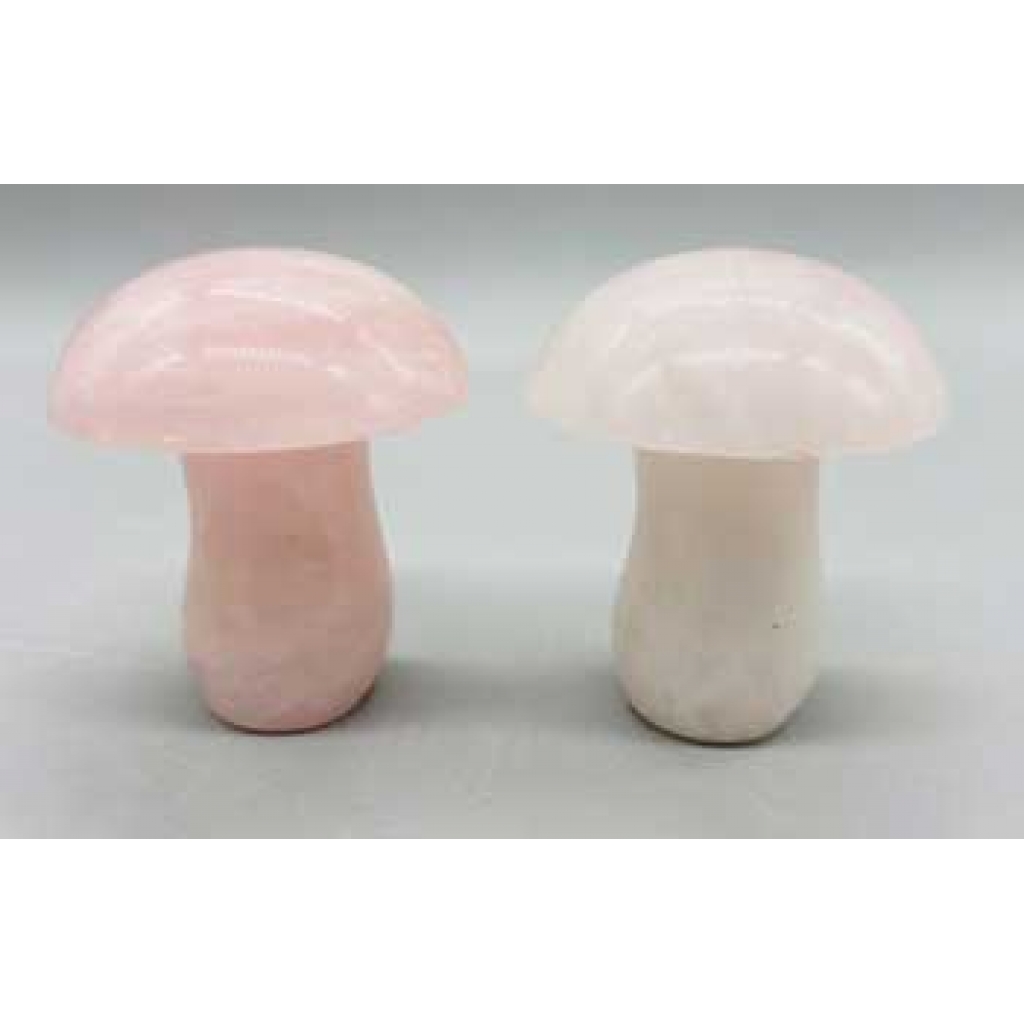 Set of 2 Rose Quartz Mushroom Figurines