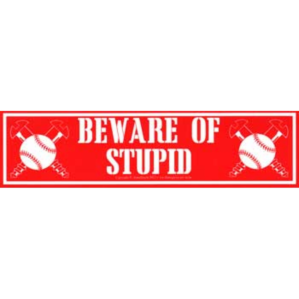 Beware of Stupid Bumper Sticker - 11 1/2