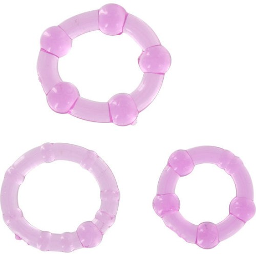 Juego Tres Anillos Pene Lila para Placer Extendio