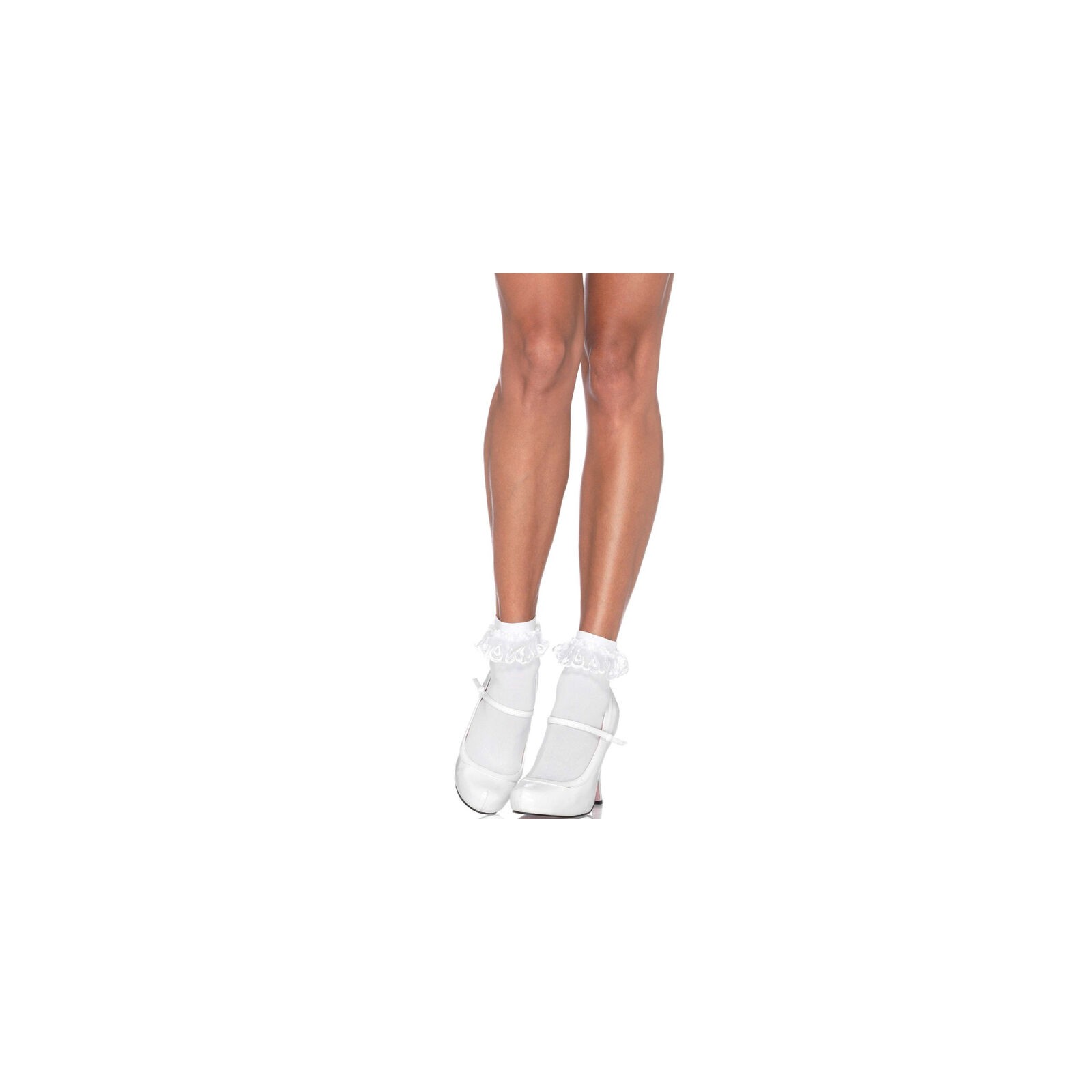 Leg Avenue Calcetines Con Volante Encaje Blanco