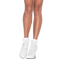 Leg Avenue Calcetines Con Volante Encaje Blanco