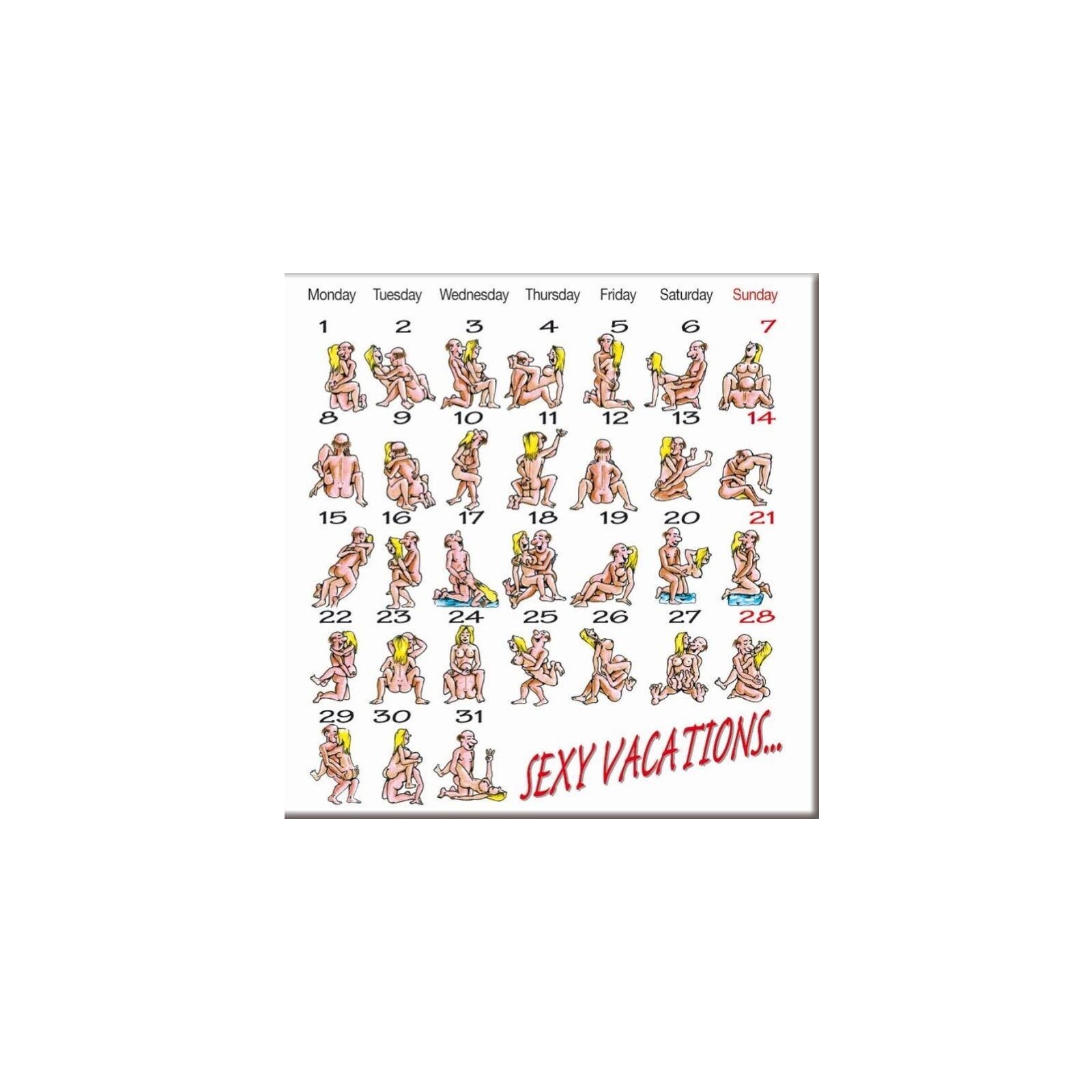 Kamasutra Calendar Magnet - Fun Home Décor