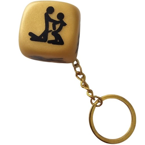 Golden Die Keychain with Sex Positions